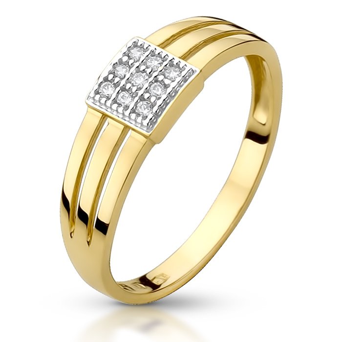 Nowoczesny złoty pierścionek z cyrkoniami - P01084C-Y - Marand