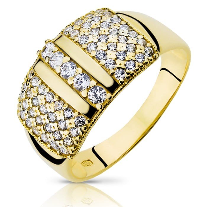 Złoty pierścionek z cyrkoniami MICROSETTING - P0750 - Marand