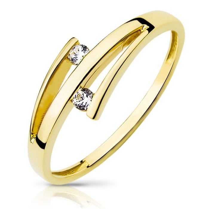 Złoty pierścionek z cyrkoniami EKSPRESJA - P0771 - Marand