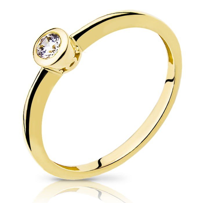 Złoty pierścionek z brylantem 0,10ct - P0756D-Y - Marand