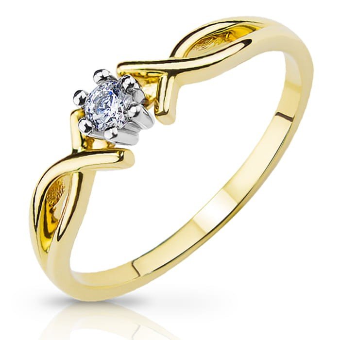 Złoty pierścionek z brylantem 0.06ct na Zaręczyny - P0816D - Marand