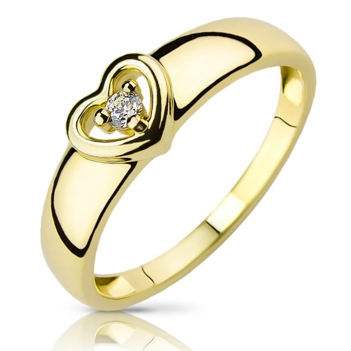 Złoty pierścionek z cyrkoniami LOVE - P0818 - Marand