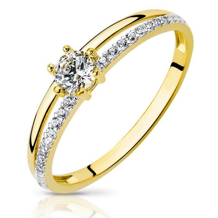 Złoty pierścionek z cyrkoniami MAESTRIA - P0909 - Marand