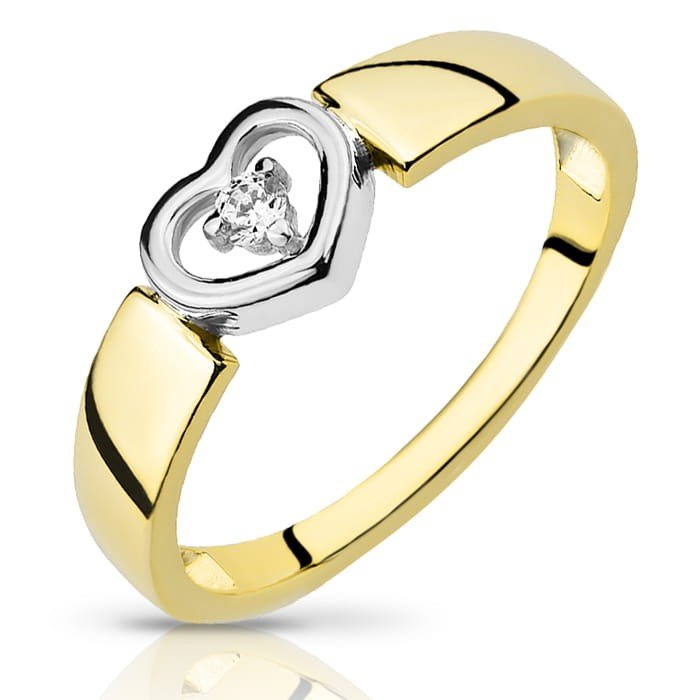Złoty pierścionek z diamentem 0.03ct AMORE na Zaręczyny - P0943D-Y - Marand