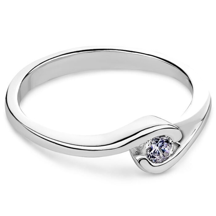 Złoty pierścionek zaręczynowy z diamentem 0.10ct LUNA - P0927D-W - Marand