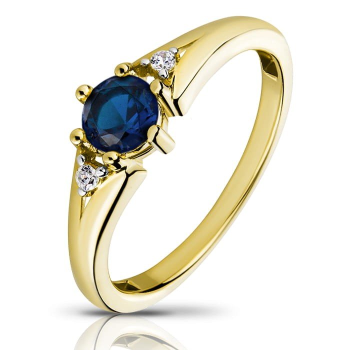 Złoty pierścionek z Szafirem i brylantami VERONA - P0924SD-Y - Marand