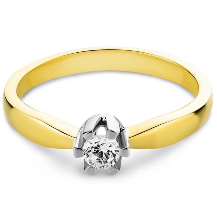 Złoty pierścionek Zaręczynowy z diamentem 0.10ct VICTORIA - P0936-3D-Y - Marand