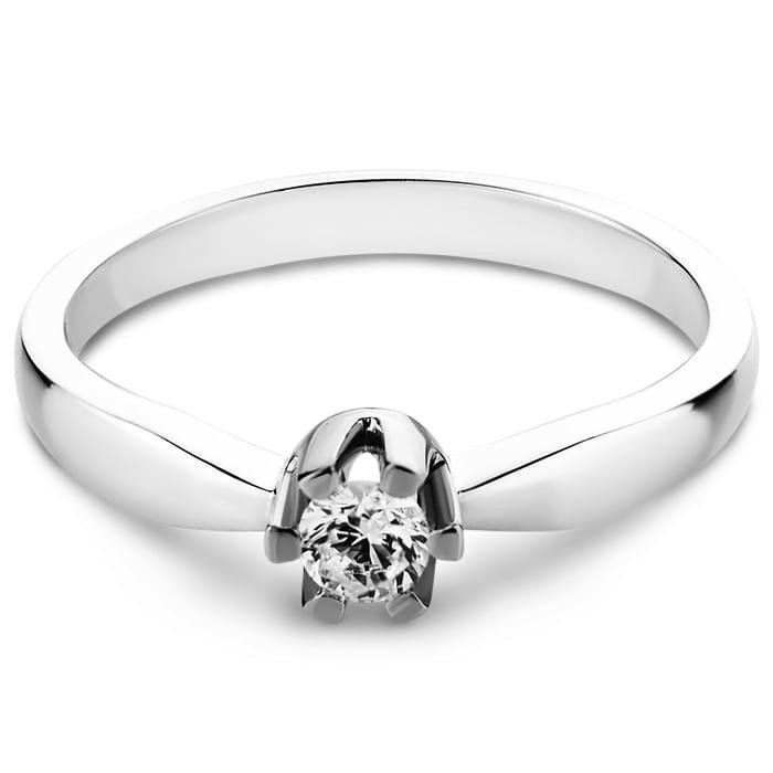 Złoty pierścionek zaręczynowy z diamentem 0.10ct VICTORIA - P0936-3D-W - Marand