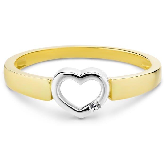 Złoty pierścionek z brylantem w Sercu SOLA na Zaręczyny - P0951D-Y - Marand