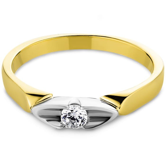 Złoty pierścionek zaręczynowy z brylantem 0.10ct ASTRA - P0966D-Y - Marand