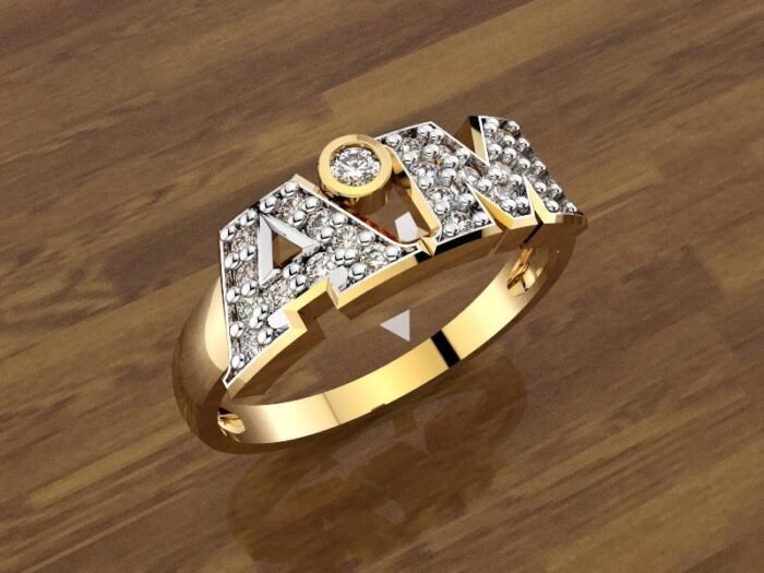 Złoty pierścionek z literkami AM - P08000801C-Y - Marand