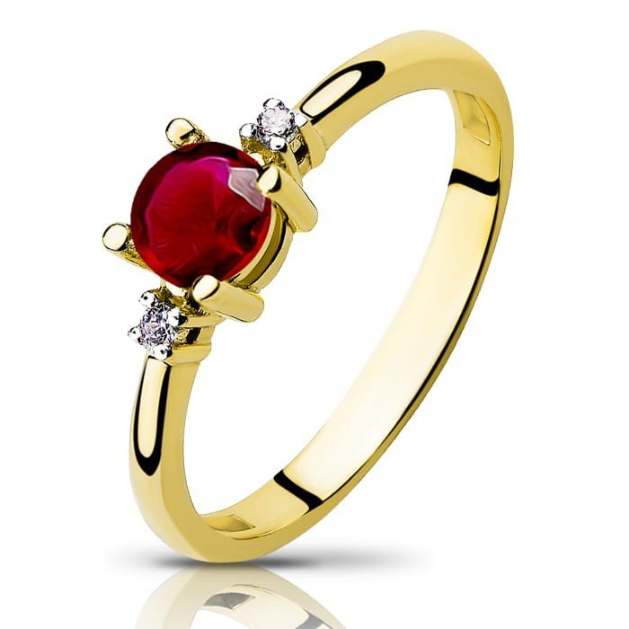 Złoty pierścionek z Rubinem i brylantami ZAFFIRO - P0932RD-Y - Marand
