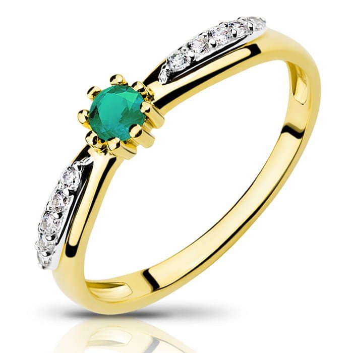 Złoty pierścionek z szmaragdem i brylantami MAESTRIA - P0865ED-Y - Marand
