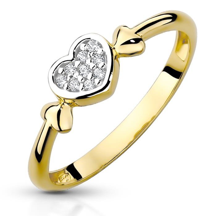 Złoty pierścionek z cyrkoniami Serce - P0988 - Marand