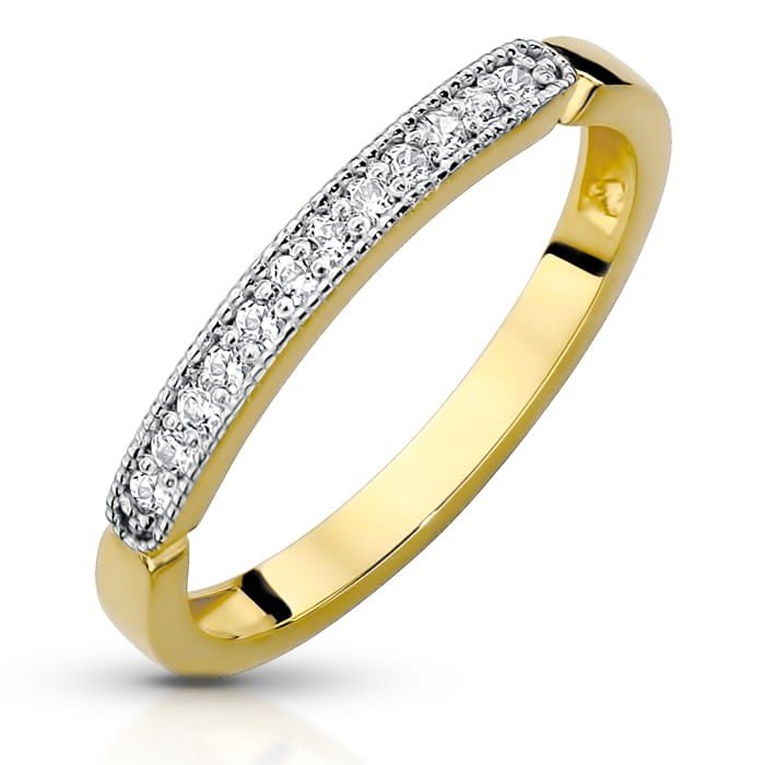 Złoty pierścionek z cyrkoniami ETERIA - P0990 - Marand