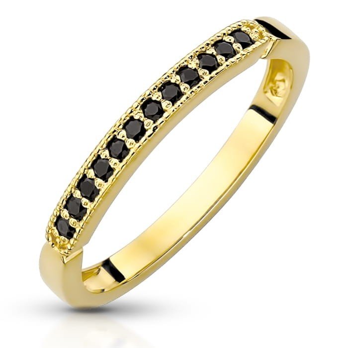 Złoty pierścionek z Czarnymi diamentami ETERIA - P0990CD-Y - Marand