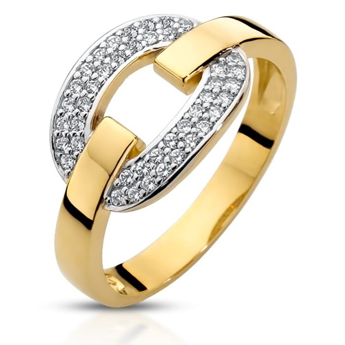Złoty pierścionek z Cyrkoniami Ogniwo 333 - P0991-333 - Marand