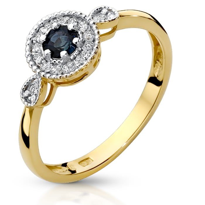 Złoty pierścionek zaręczynowy z Szafirem 0.36ct i diamentami AURORA - P0940SD-Y - Marand