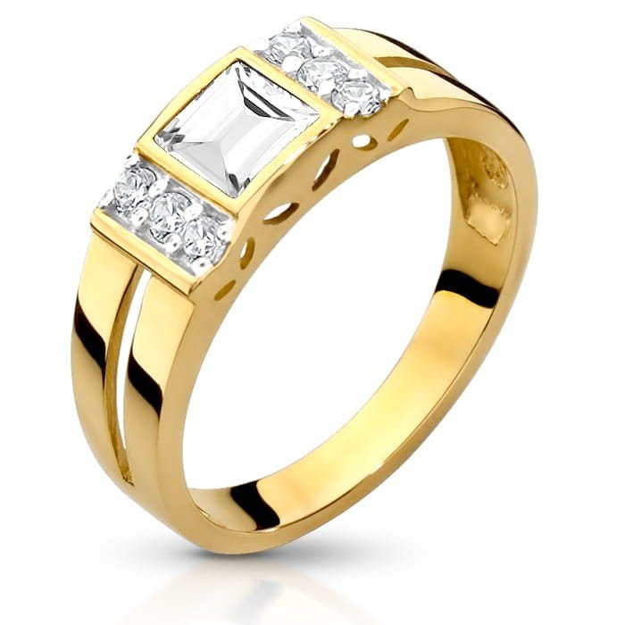 Złoty pierścionek z cyrkoniami 333 - P0722-333 - Marand