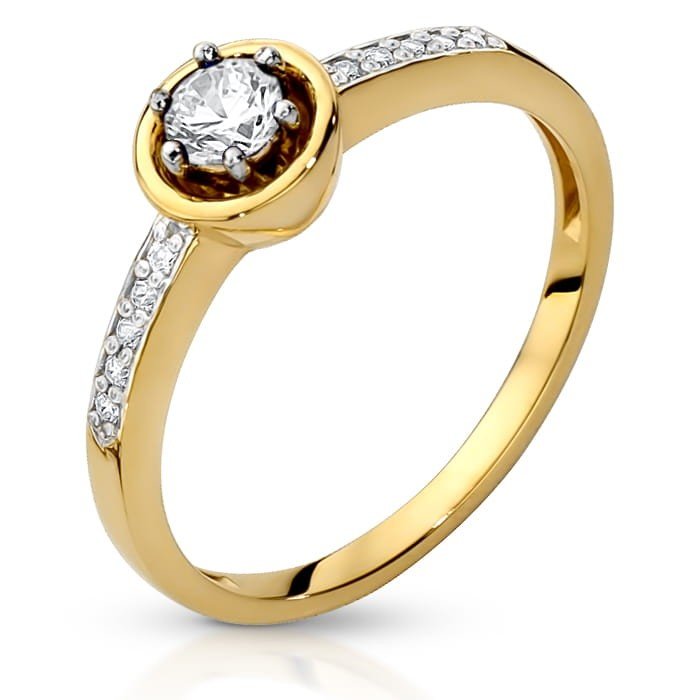 Złoty pierścionek zaręczynowy z Brylantami 0.34ct - P0997D-Y - Marand