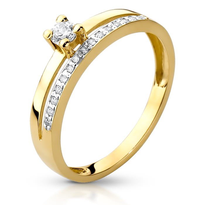 Złoty pierścionek z cyrkoniami Dwa w Jednym - P01042-Y - Marand