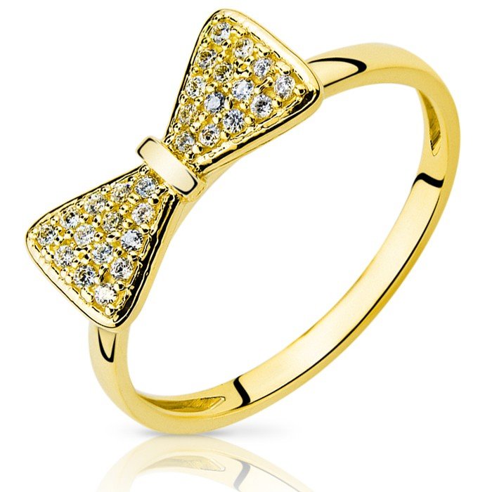 Złoty pierścionek z kokarda cyrkoniami pr.333 - P0911C-Y333 - Marand