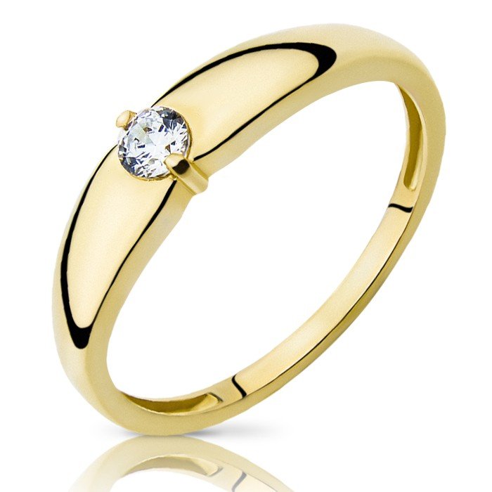 Złoty pierścionek z brylantem 0,10ct - P0767D-Y - Marand