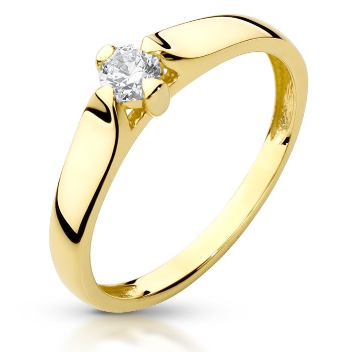 Złoty pierścionek z cyrkonią na zaręczyny 585 - P01074C-Y - Marand