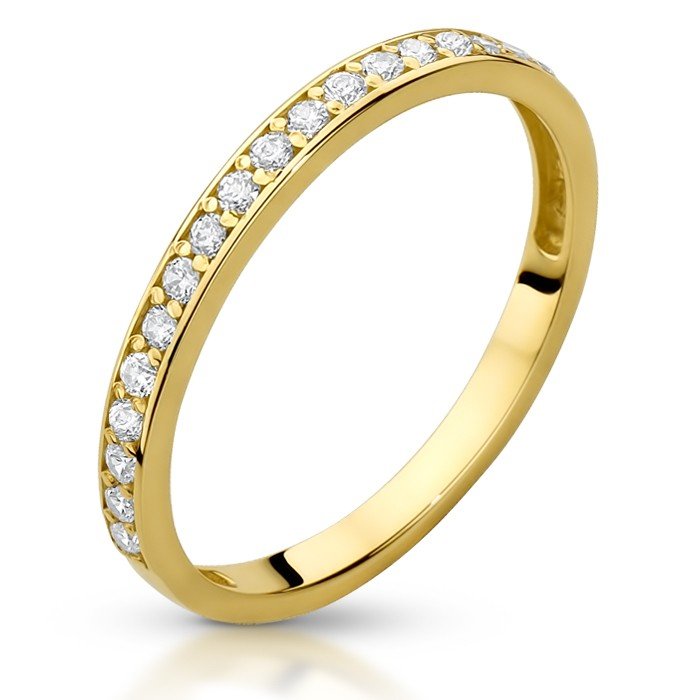 Złoty pierścionek obrączka z cyrkoniami pr.333 - P01054C-Y333 - Marand