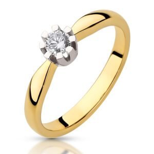 Złoty pierścionek zaręczynowy z diamentem brylantem