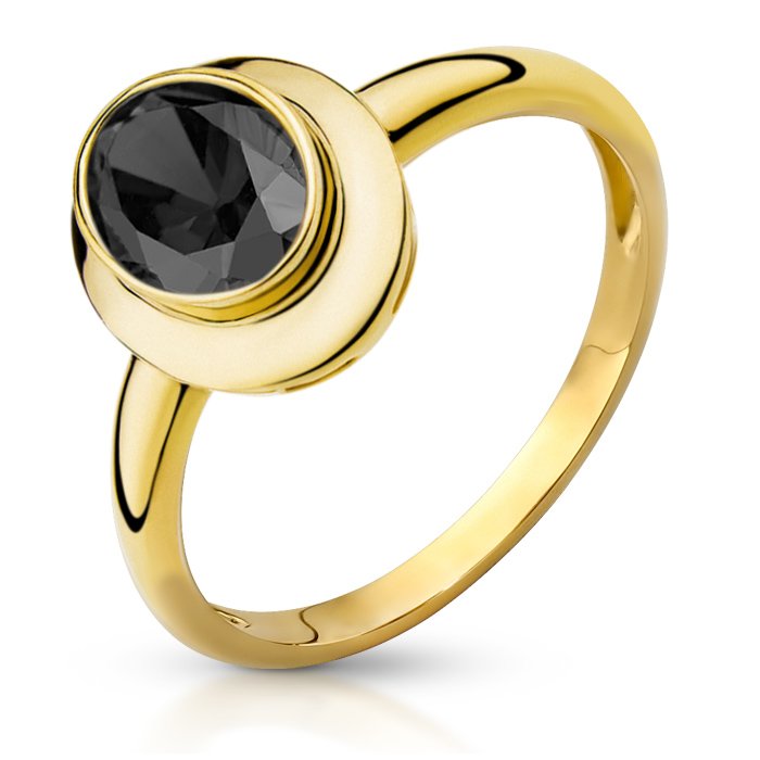 Złoty pierścionek z czarną cyrkonią - P0739O - Marand