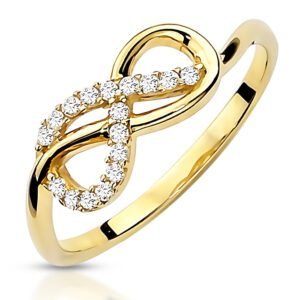 Złoty pierścionek infinity z cyrkoniami