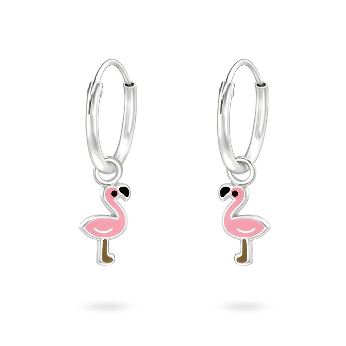 Kolczyki flamingi wiszące srebro 925 emalia - A4S36981 - Marand