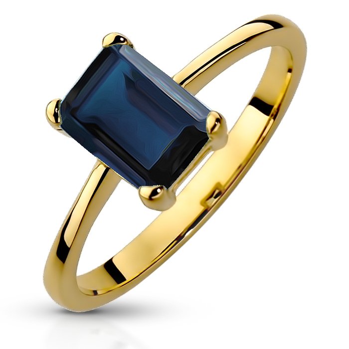 Złoty pierścionek z naturalnym Szafirem próba 585 - P01027S-Y - Marand