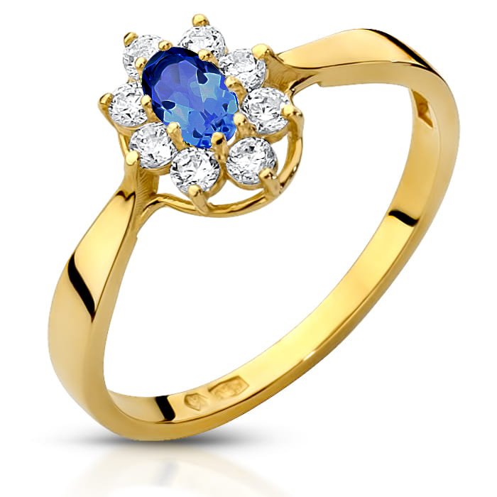 Złoty pierścionek z cyrkoniami Markiza Karmazycja pr.333 Szafir - P0743SC-Y333 - Marand