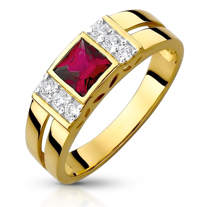 Złoty pierścionek z Rubinem i cyrkoniami pr.333 - P0722RC-333 - Marand