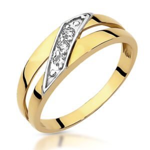 Złoty pierścionek z cyrkoniami ażurowy