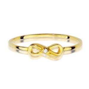 Złoty pierścionek z cyrkonią infinity wąski