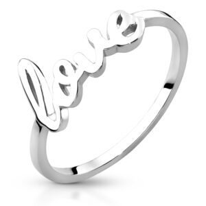 Srebrny pierścionek z napisem love