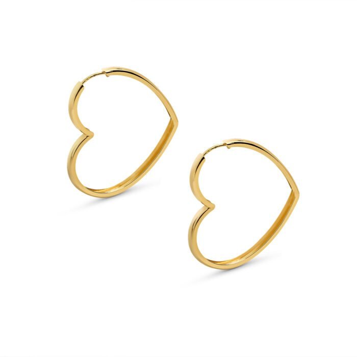 Złote kolczyki Serca duże koła - KSR032 - Marand