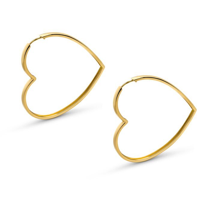 Złote kolczyki Serca Koła XL - KSR036 - Marand