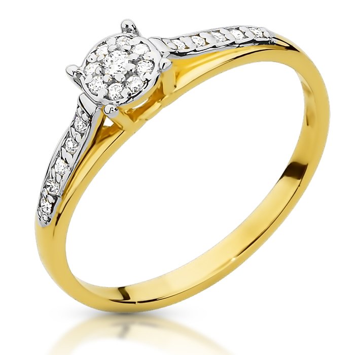 Złoty pierścionek z diamentami brylantami zaręczynowy