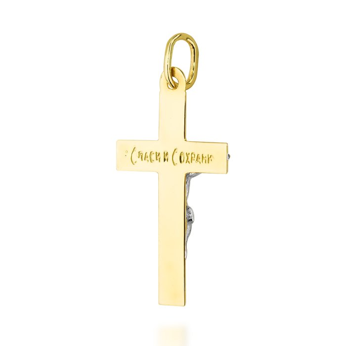 Złoty krzyż prawosławny z pasyjką