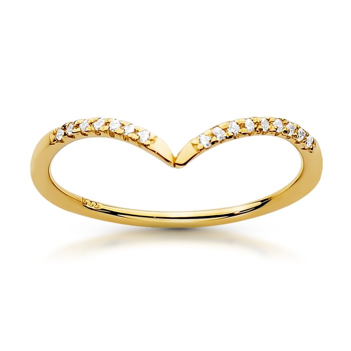 Złoty pierścionek z cyrkoniami filigranowy