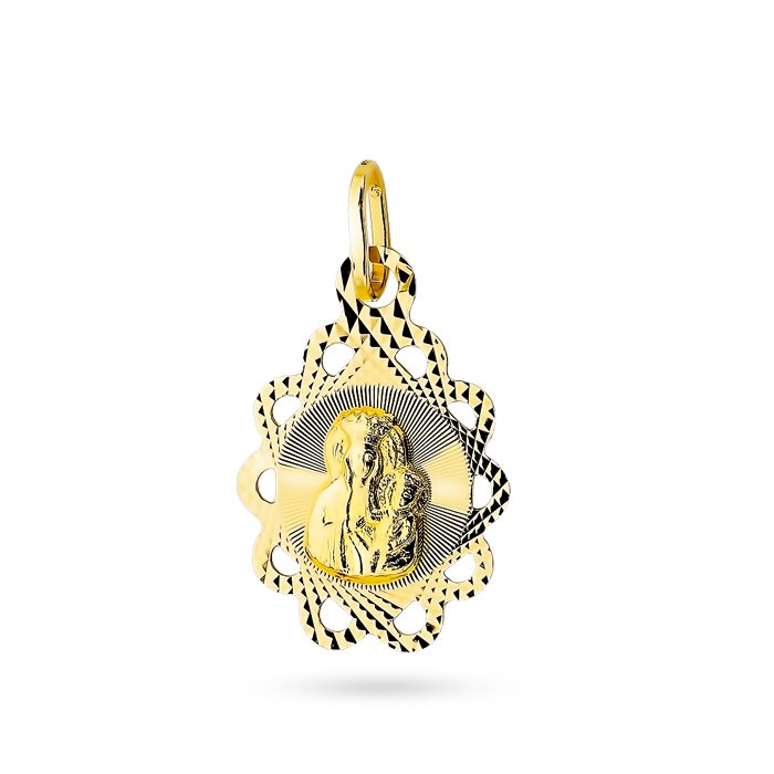 Złoty medalik diamentowany Matka Boska Częstochowska