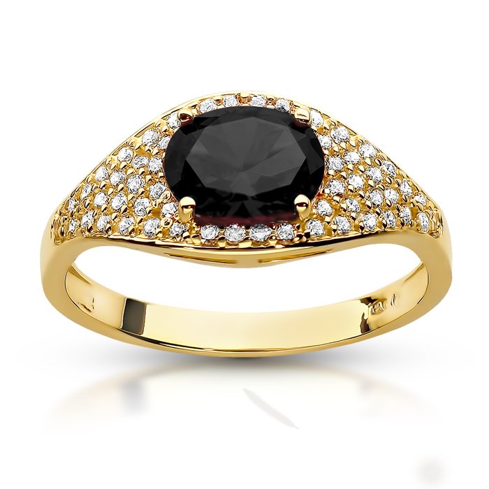 Złoty pierścionek z czarną cyrkonią 333 8k - P01132BC-Y333 - Marand