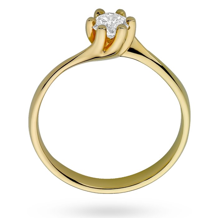 Złoty pierścionek zaręczynowy z dużym kamieniem