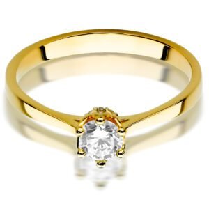 Złoty pierścionek zaręczynowy z cyrkoniami