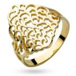 szeroki złoty pierścionek ażurowy