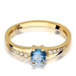 Złoty pierścionek z błękitną cyrkonią